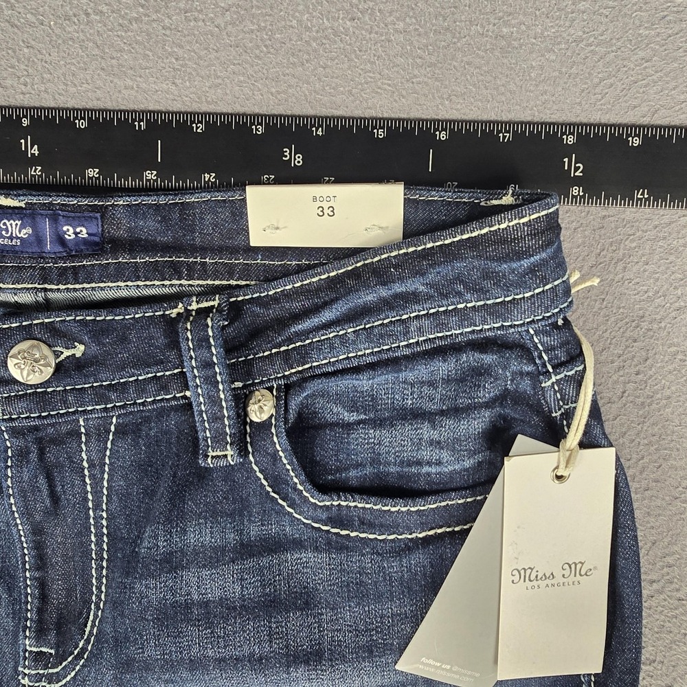 Miss Me Jeans Womens 33x32 Blue Mid Rise Bootcut Embroidered Denim Western NWT - Picture 9 of 15